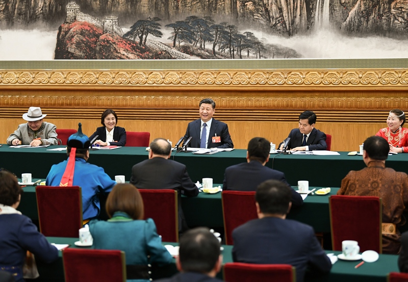 2019年3月5日，習(xí)近平總書記參加十三屆全國人大二次會議內(nèi)蒙古代表團(tuán)的審議。