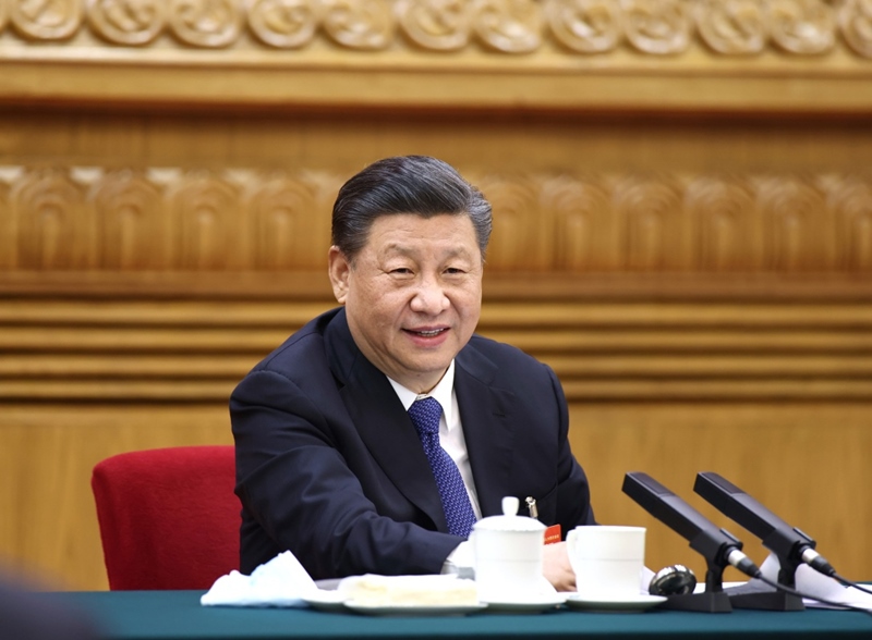 2021年3月5日，習(xí)近平總書記參加十三屆全國人大四次會議內(nèi)蒙古代表團(tuán)的審議。