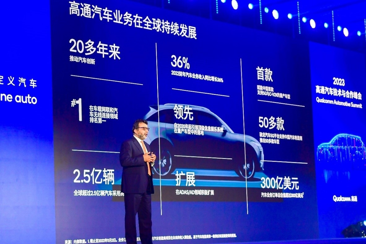 高通技術(shù)公司高級(jí)副總裁兼汽車(chē)業(yè)務(wù)總經(jīng)理Nakul Duggal發(fā)表主題演講。（受訪者供圖）