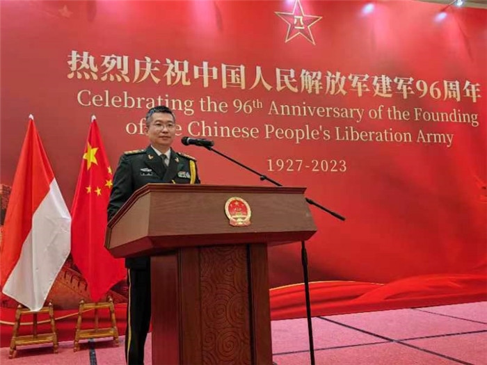 圖為徐勝武官致辭。中國駐印度尼西亞使館供圖