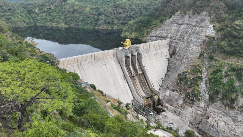 3月23日，航拍的下凱富峽水電站大壩。
