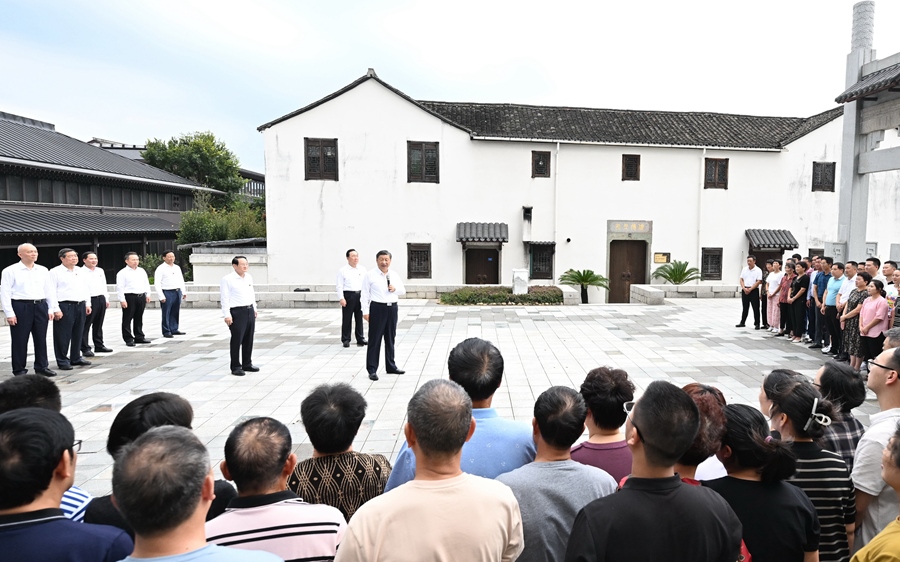 9月20日下午，習(xí)近平總書記在楓橋經(jīng)驗(yàn)陳列館考察。新華社記者 燕雁 攝