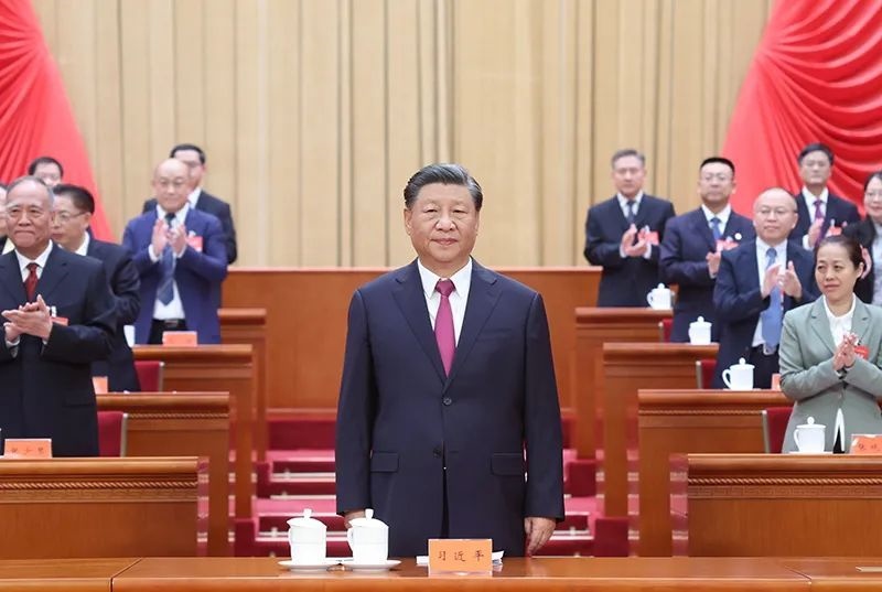 △2023年10月9日，中國工會第十八次全國代表大會在北京人民大會堂開幕。習近平總書記到會祝賀。