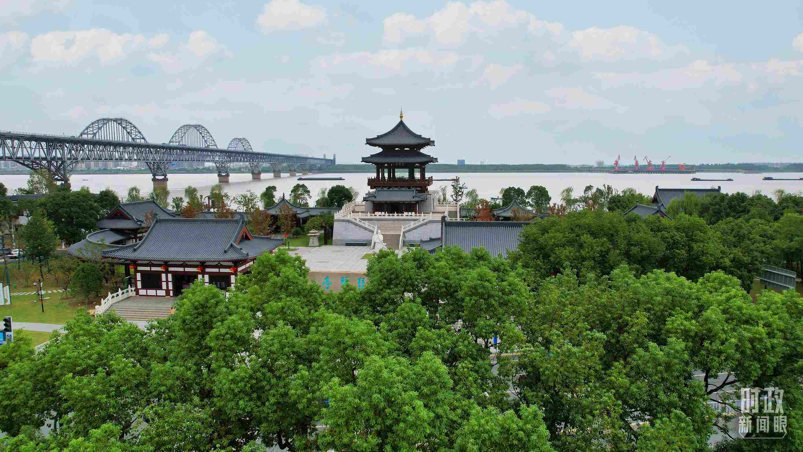 △長(zhǎng)江國(guó)家文化公園九江城區(qū)段。（總臺(tái)記者劉陽(yáng)拍攝）