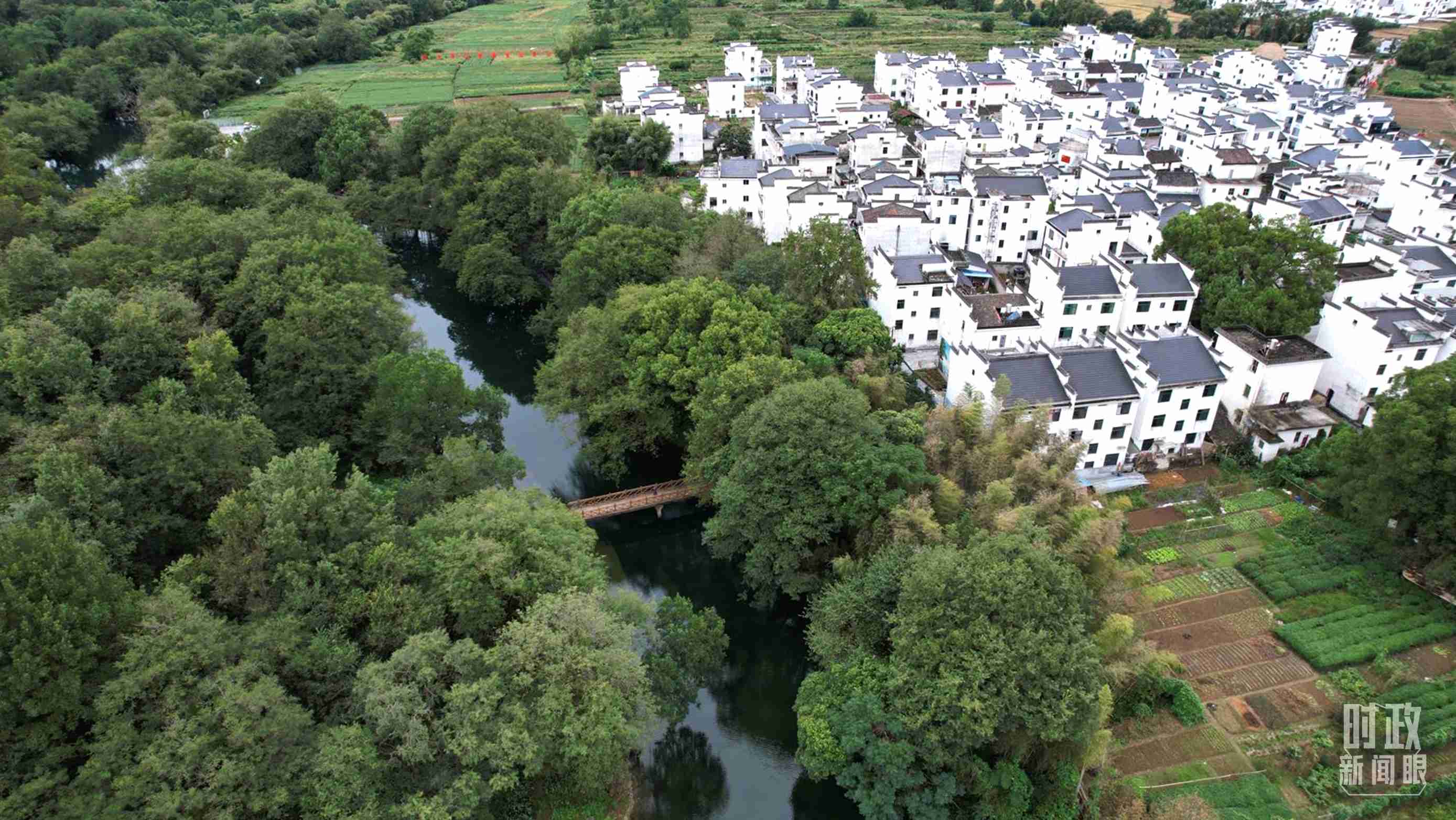 △位于饒河源國(guó)家濕地公園中心地帶的石門村。（總臺(tái)央視記者范凱拍攝）