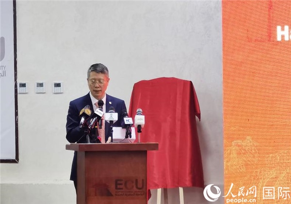 中國石化非洲代表處總代表衛(wèi)東致辭。人民網(wǎng)記者 沈小曉攝
