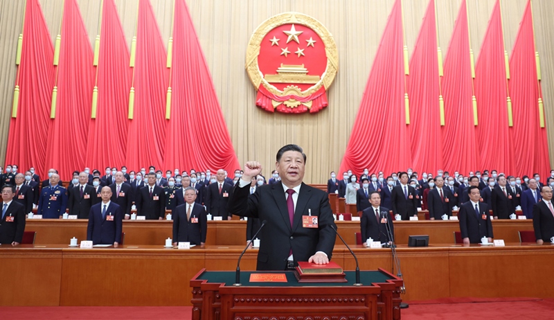 2023年3月10日，習(xí)近平進(jìn)行憲法宣誓。