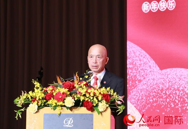 全華聯(lián)理事長(zhǎng)賀乃和致辭。人民網(wǎng) 許可攝