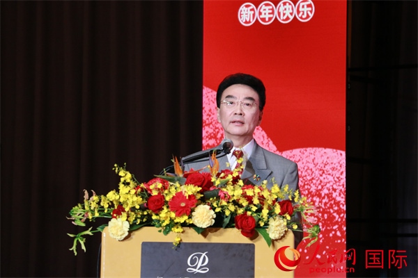 在日中國(guó)企業(yè)協(xié)會(huì)會(huì)長(zhǎng)王家馴致辭。人民網(wǎng) 許可攝