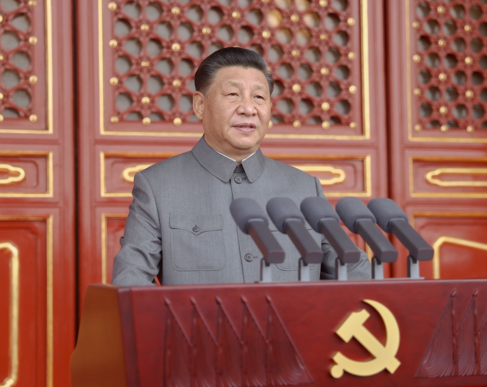 2021年7月1日，慶祝中國共產(chǎn)黨成立100周年大會在北京天安門廣場隆重舉行。習近平發(fā)表重要講話。新華社記者 鞠鵬 攝