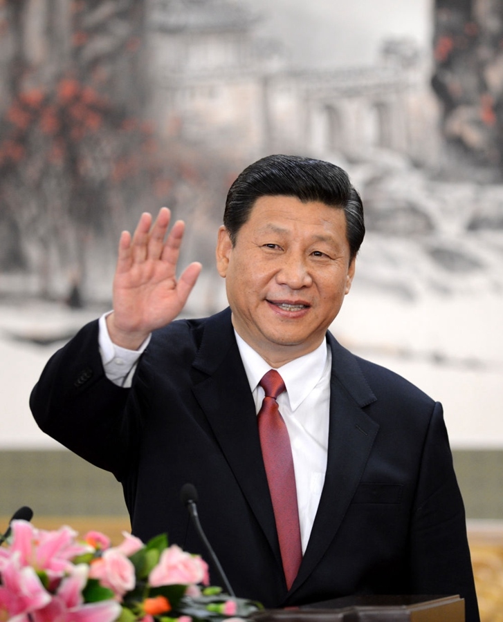 2012年11月15日，剛剛在中共十八屆一中全會上當選中共中央總書記的習近平在北京人民大會堂同采訪十八大的中外記者親切見面。新華社記者 謝環(huán)馳 攝