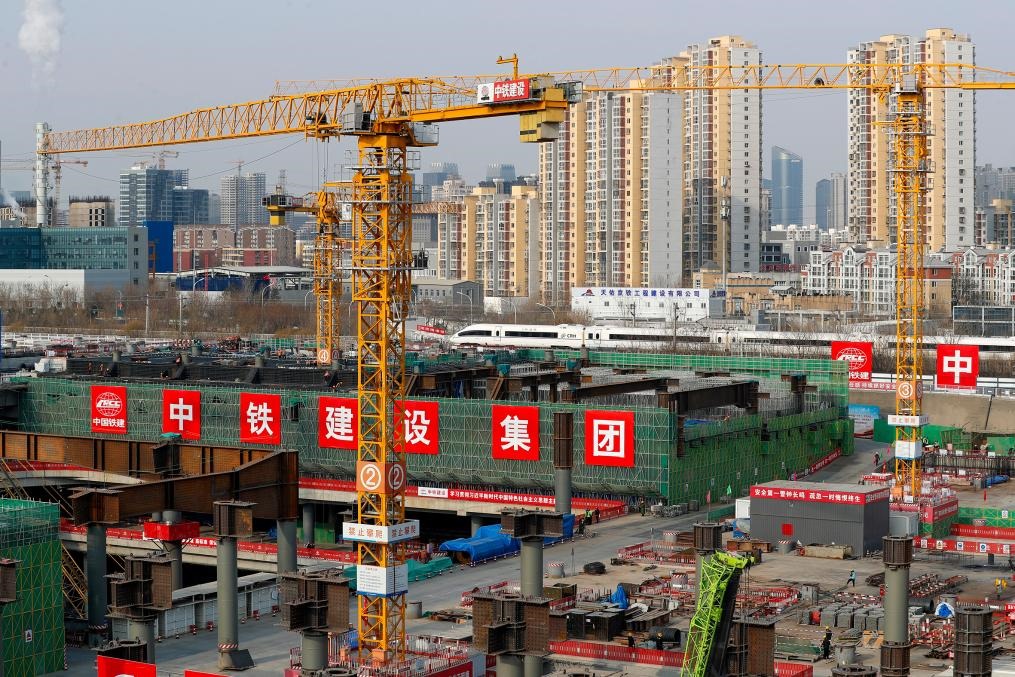 2月2日，北京城市副中心站綜合交通樞紐工程建設(shè)現(xiàn)場(chǎng)。新華社記者 李木子 攝