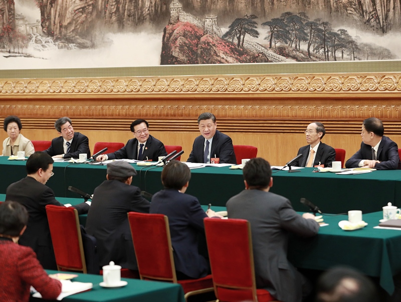 2019年3月8日，習(xí)近平總書記參加十三屆全國(guó)人大二次會(huì)議河南代表團(tuán)的審議。