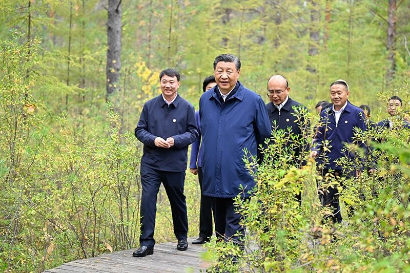 △2023年9月6日，習(xí)近平總書記在大興安嶺地區(qū)漠河市漠河林場自然林區(qū)考察。
