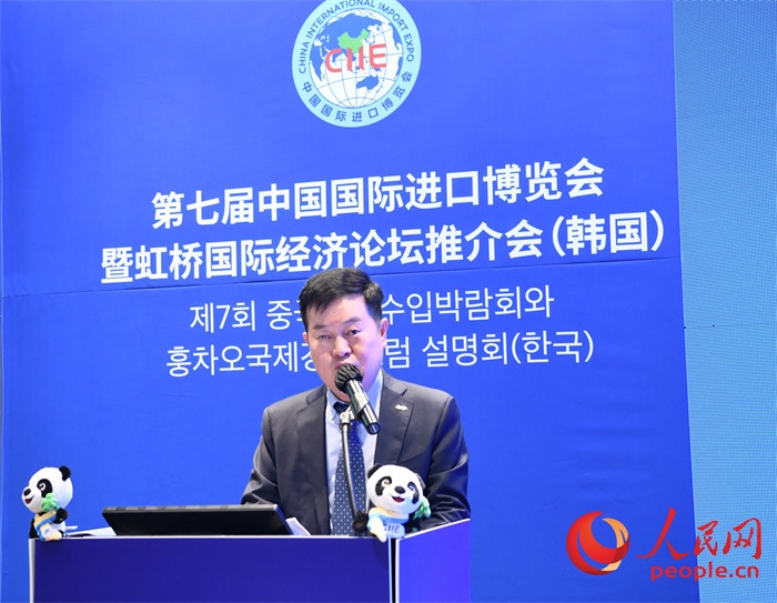 韓國(guó)貿(mào)易協(xié)會(huì)專務(wù)理事金高鉉發(fā)言。 人民網(wǎng) 程安康攝