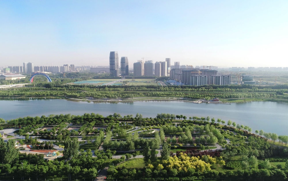 石家莊市滹沱河景色（2022年5月16日攝，無人機照片）。新華社記者 楊世堯 攝