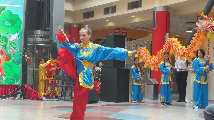 羅馬尼亞人舞龍舞獅隊(duì)進(jìn)行精彩表演。中國駐羅馬尼亞大使館領(lǐng)僑處供圖