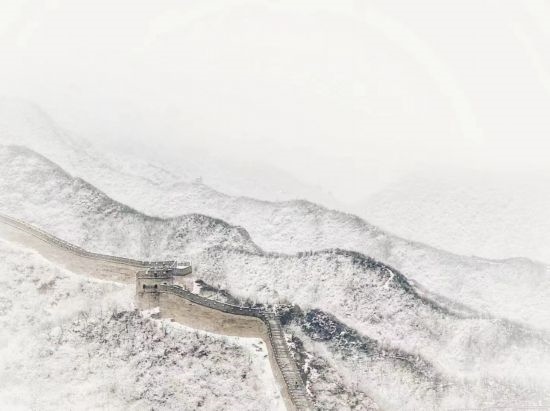 朱銳拍攝的長城雪景。（受訪者供圖）