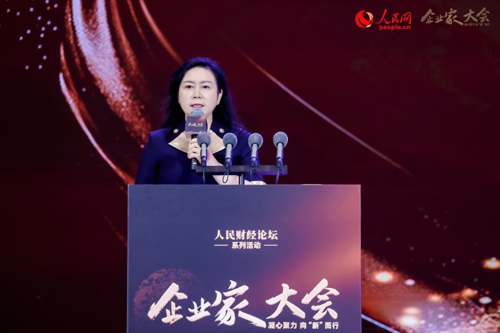 新大陸科技集團CEO王晶。人民網記者 王紹紹攝