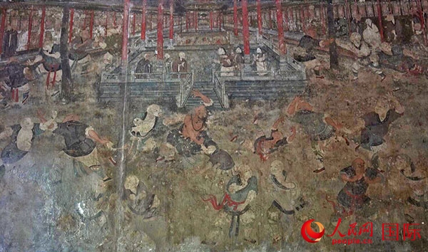 少林寺白衣殿壁畫。人民網(wǎng)記者 張麗婭攝