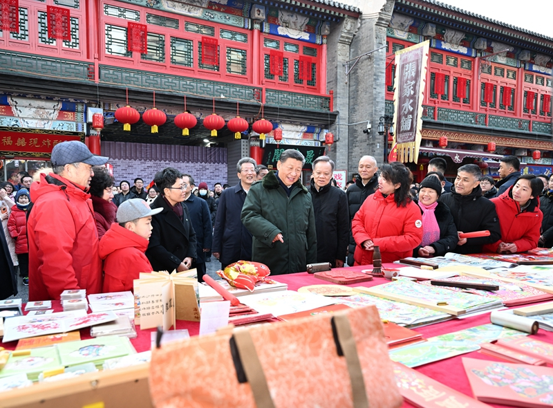 2024年2月1日，習(xí)近平總書記在天津古文化街考察。