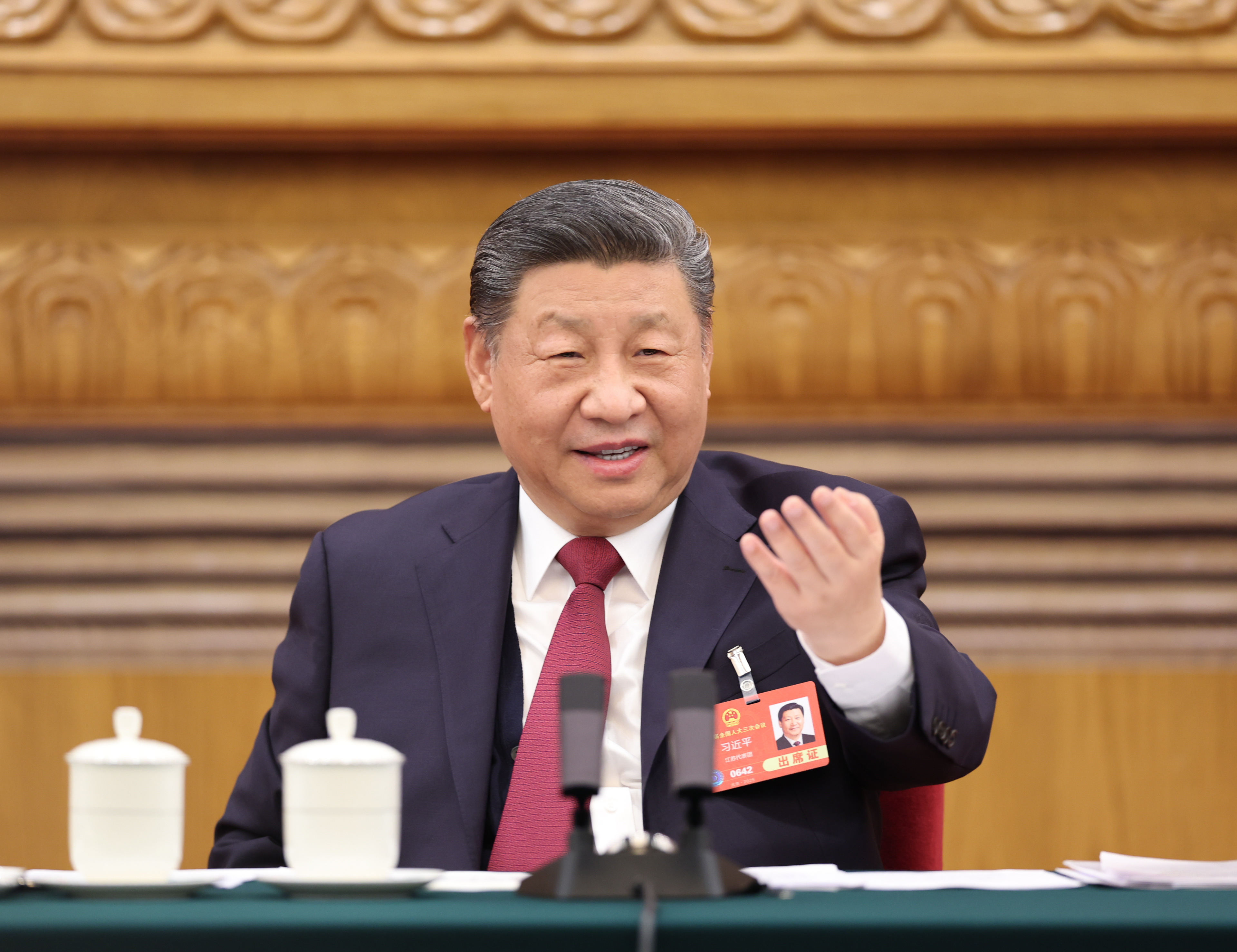 △3月5日下午，中共中央總書記、國家主席、中央軍委主席習近平參加他所在的十四屆全國人大三次會議江蘇代表團審議。